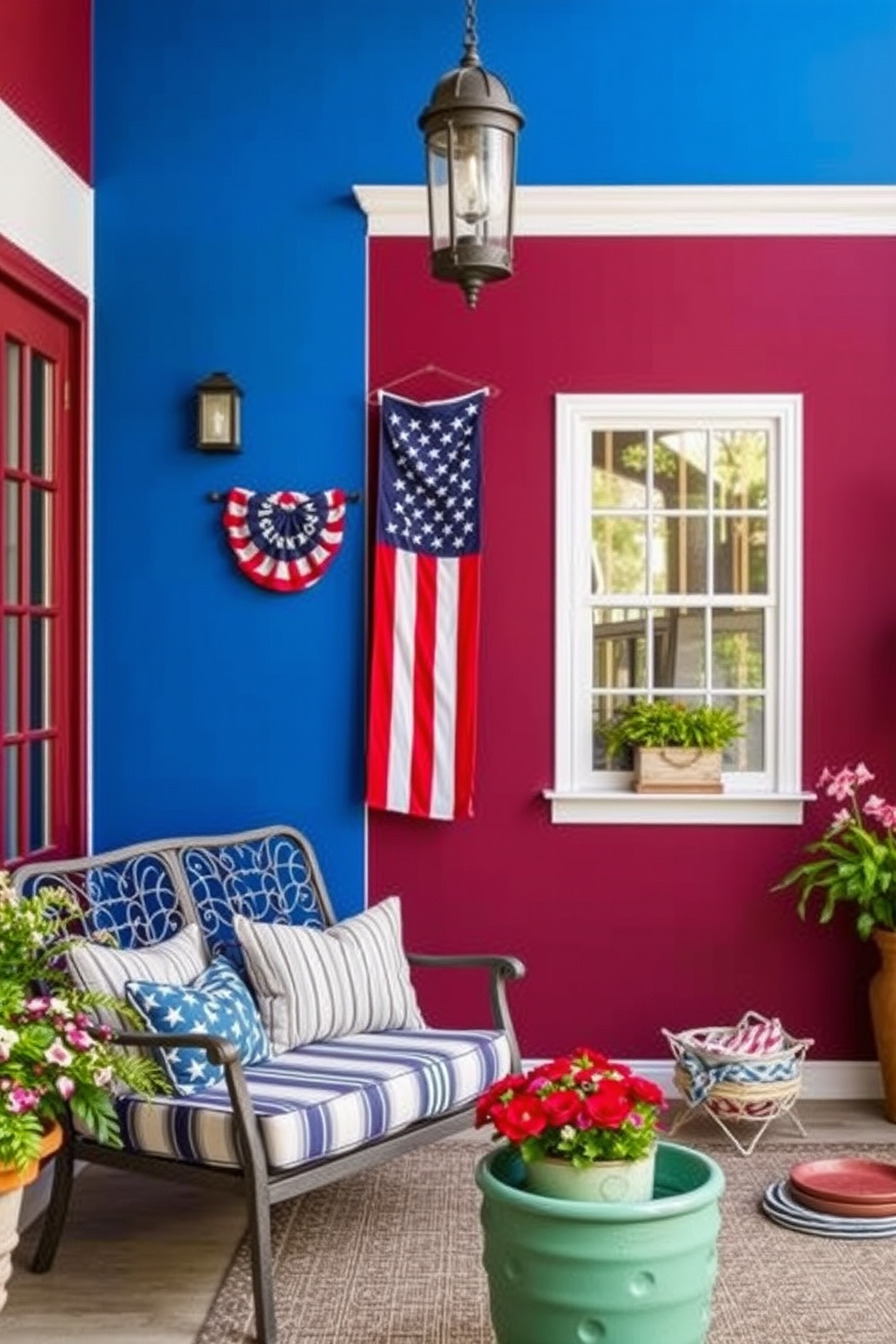 Accent walls painted in bold colors create a striking focal point in any room. Incorporate vibrant hues such as deep blue or rich burgundy to enhance the overall aesthetic. Labor Day decorating ideas can include festive themes that celebrate the end of summer. Use red, white, and blue accents with seasonal flowers and outdoor furniture arrangements to create a welcoming atmosphere.