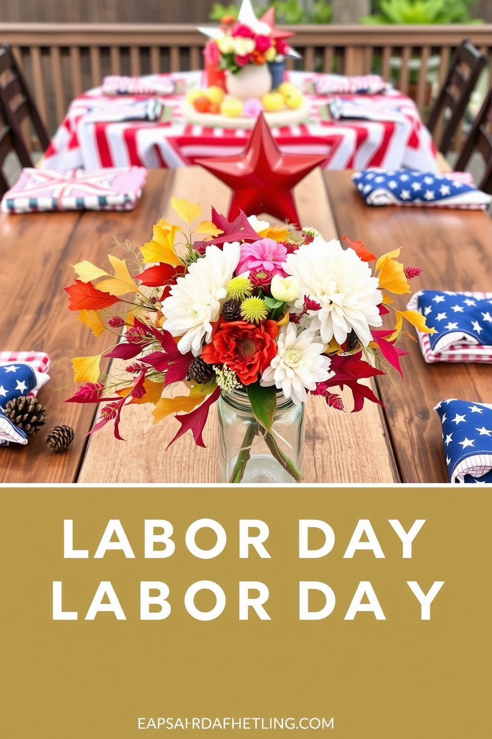 A collection of decorative bowls filled with an assortment of colorful stones is displayed on a rustic wooden table. The vibrant hues of the stones contrast beautifully with the natural grain of the wood, creating a warm and inviting atmosphere. For Labor Day decorating ideas, arrange the bowls in clusters on a table setting adorned with red, white, and blue accents. Incorporate small American flags and seasonal flowers to enhance the festive spirit of the holiday.