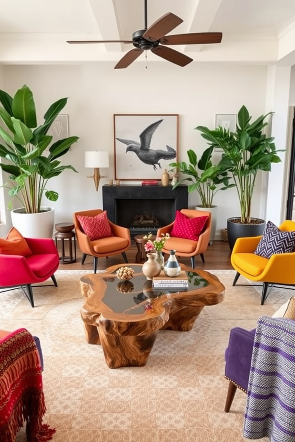 A cozy loft space adorned with soft lighting created by delicate string lights hanging from exposed beams. The walls are painted in a warm beige, and a plush sectional sofa is positioned in the center, surrounded by vibrant throw pillows and a rustic coffee table. In one corner, a small indoor plant adds a touch of greenery, while a woven rug anchors the seating area. Shelves filled with curated books and decorative items line the walls, enhancing the inviting atmosphere of the Labor Day celebration.