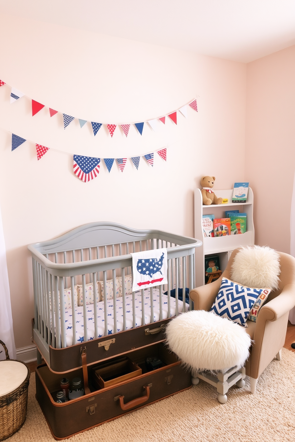 A cozy nursery designed with a gender-neutral color palette featuring soft shades of beige, mint green, and light gray. The walls are adorned with whimsical animal prints, and a plush area rug adds warmth to the space. A modern crib sits against one wall, complemented by a changing table with ample storage. Natural light floods the room through sheer curtains, creating a serene atmosphere perfect for relaxation and play.