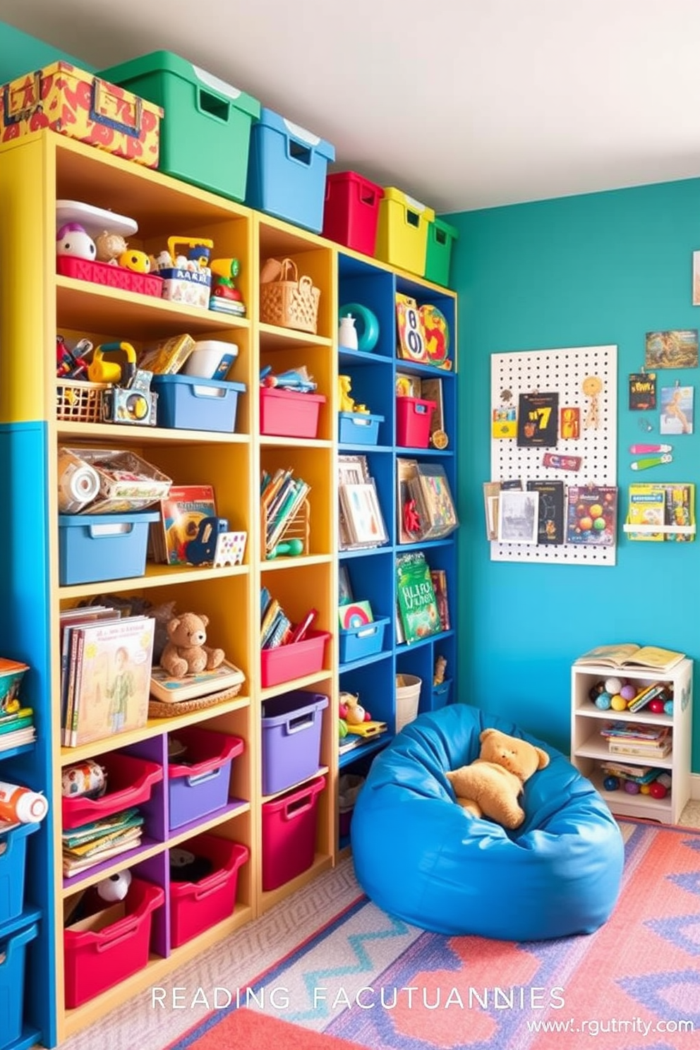 A serene playroom filled with nature-inspired decor. The walls are adorned with soft pastel colors and playful wall decals of trees and animals. Natural wood furniture pieces are complemented by plush, organic cotton rugs. A cozy reading nook features a floor cushion surrounded by potted plants and soft lighting.