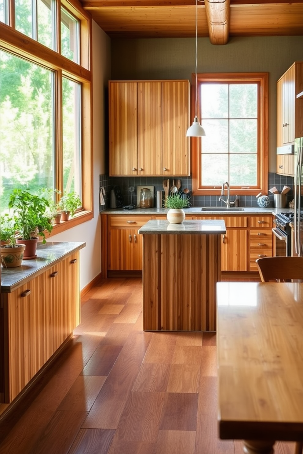 Elegant pendant lighting hangs gracefully above the kitchen islands creating a warm and inviting atmosphere. The spacious kitchen features a modern design with sleek cabinetry and high-end appliances, enhancing both functionality and style.