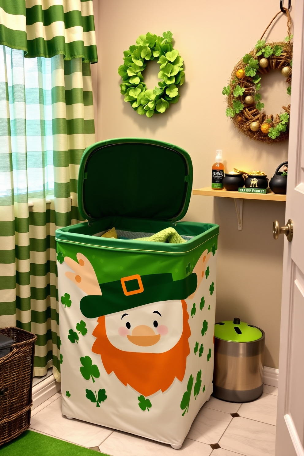 Shamrock wall art adds a festive touch to any laundry room. Incorporate vibrant green hues and playful designs to celebrate St. Patrick's Day while keeping the space functional and inviting.