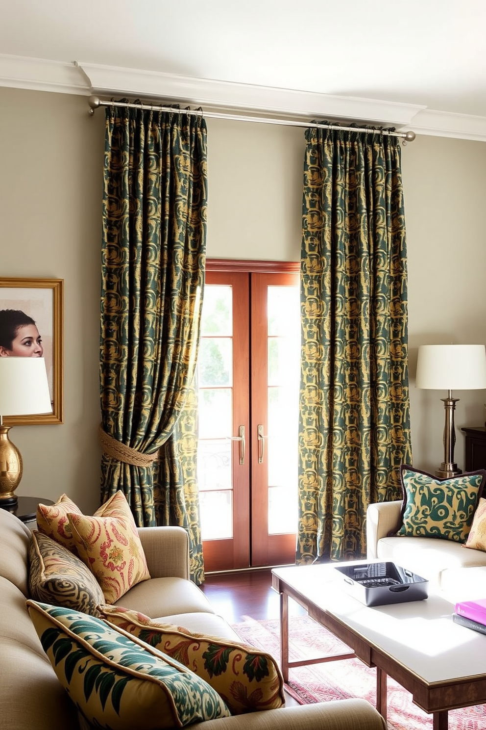 A serene living room featuring large windows adorned with sheer curtains that gently diffuse the sunlight. The curtains create a soft, inviting atmosphere while framing a beautiful view of the outdoors.