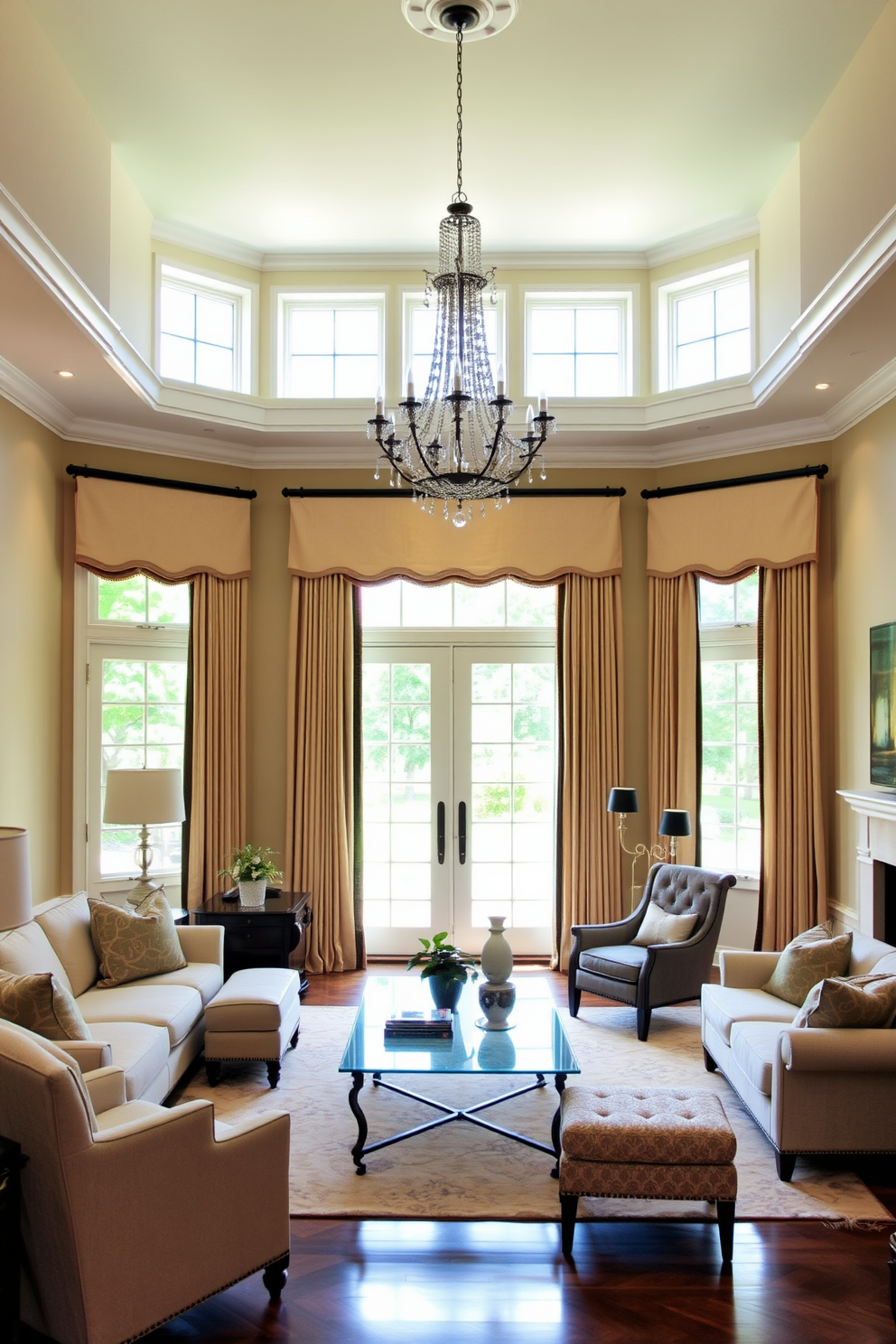 A bright and airy living room featuring large casement windows that open outward for easy ventilation. The windows are adorned with sheer white curtains that gently flutter in the breeze, allowing natural light to fill the space. The room is furnished with a plush sectional sofa in a soft gray fabric, complemented by colorful throw pillows. A stylish coffee table sits in the center, surrounded by a cozy area rug that adds warmth to the hardwood flooring.