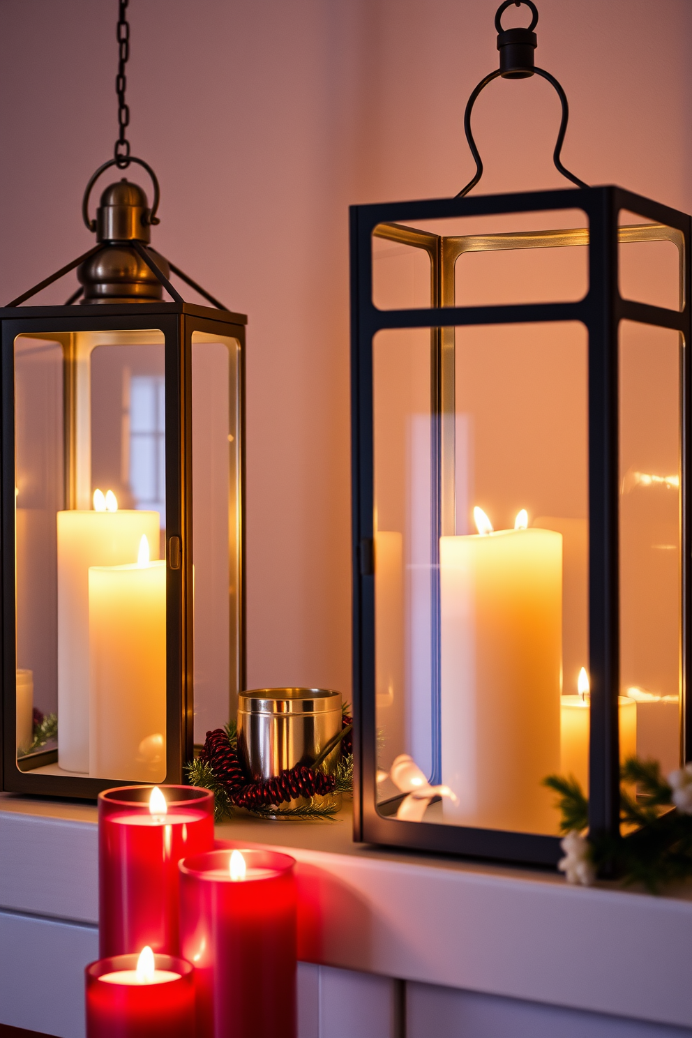 Charming lanterns filled with flickering candles create a warm and inviting atmosphere for your loft during the Christmas season. The soft glow of the candles illuminates the space, highlighting festive decorations and adding a touch of magic to the holiday decor.