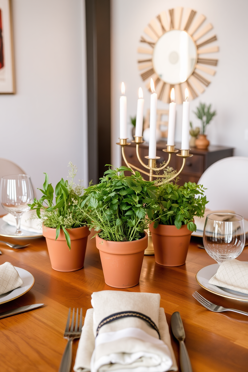 Artistic lighting fixtures create a warm and inviting atmosphere in the loft. Elegant pendant lights hang from the ceiling, casting a soft glow over the beautifully decorated space. For Hanukkah, the loft is adorned with tasteful decorations that celebrate the festival. Menorahs are strategically placed, alongside blue and silver accents that complement the overall design.