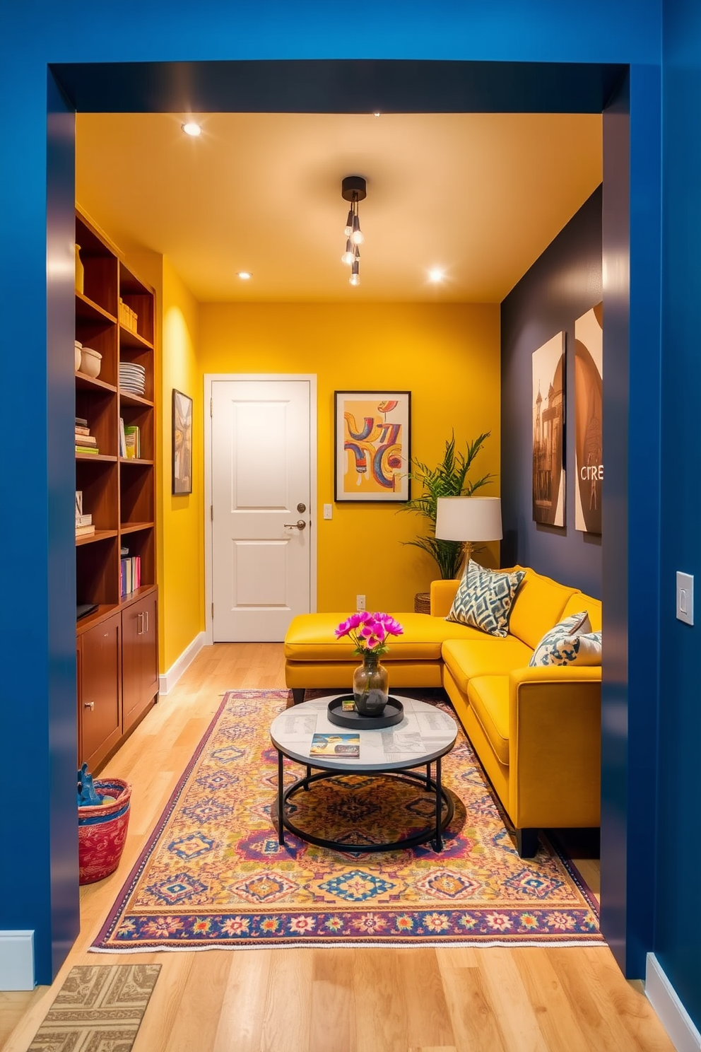 Bright colors to enhance small spaces. Use a vibrant palette of yellows and blues to create an inviting atmosphere in a compact living area. Long Basement Design Ideas. Incorporate a cozy seating area with a sectional sofa and a large area rug to define the space while adding warmth and comfort.