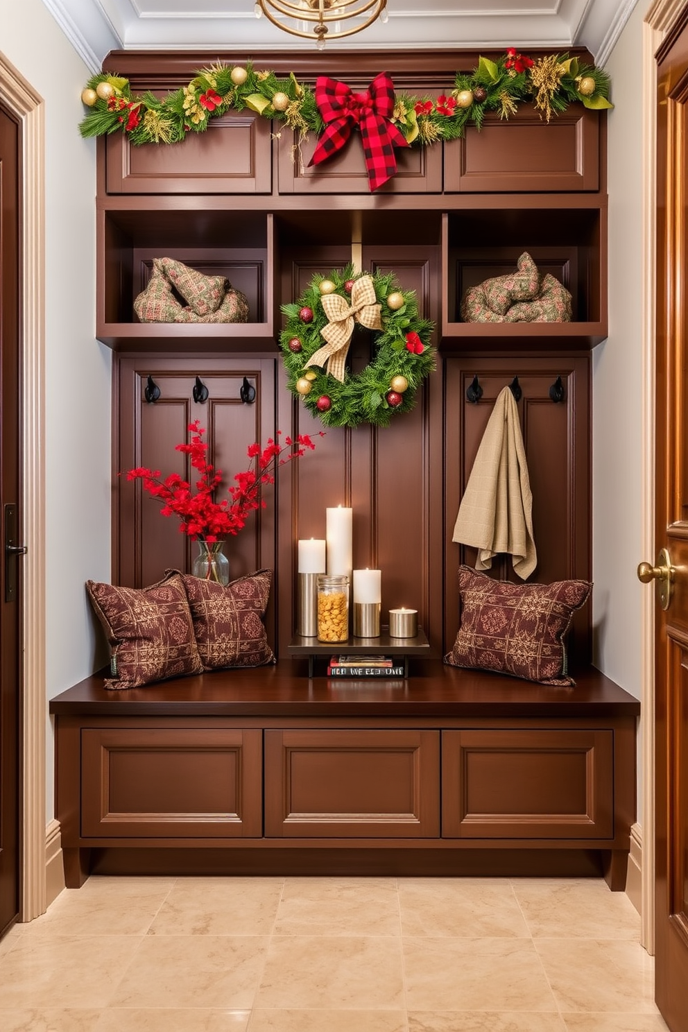 Seasonal decor for festive touch. Incorporate vibrant colors and textures with seasonal wreaths, garlands, and decorative centerpieces to create a warm and inviting atmosphere. Luxury Mudroom Design Ideas. Feature custom cabinetry with built-in benches, stylish hooks for coats, and elegant tile flooring to blend functionality with high-end aesthetics.