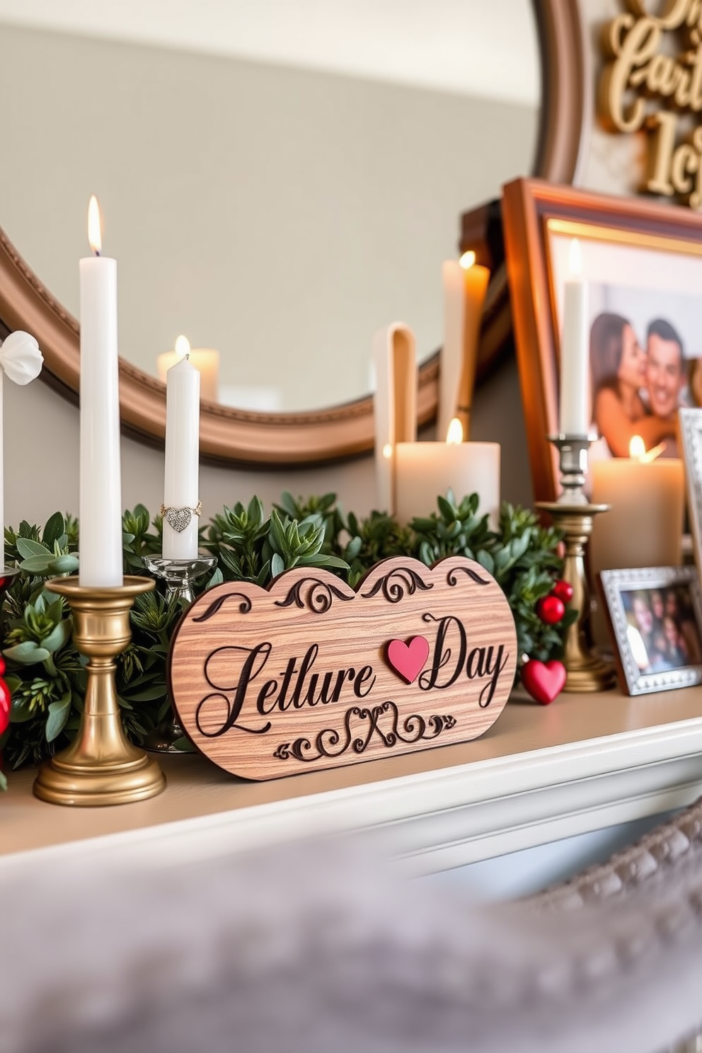 Charming birdcages filled with vibrant flowers hang gracefully from a wooden beam. Each birdcage showcases a unique arrangement of blooms, creating a whimsical and romantic atmosphere. The mantel is adorned with delicate decorations for Valentine's Day, featuring heart-shaped accents and soft candlelight. Fresh greenery intertwines with pastel-colored ornaments, bringing warmth and love to the space.