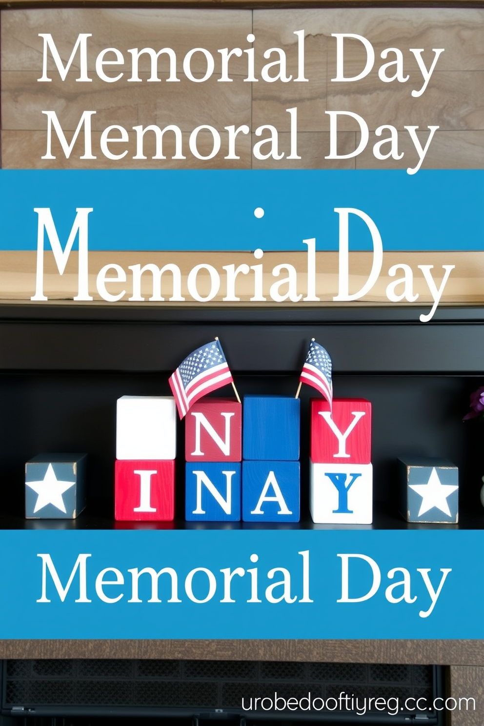 A cozy mantel decorated for Memorial Day features hanging dreamcatchers adorned with red, white, and blue feathers. The dreamcatchers are artistically arranged above the mantel, complemented by seasonal decor such as small flags and patriotic candles.