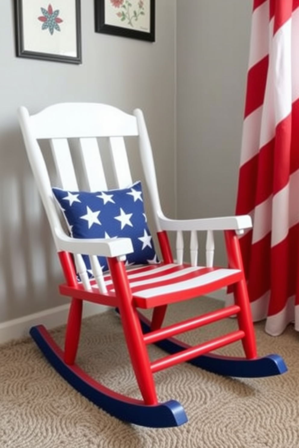 Create a charming nursery space that celebrates Memorial Day with DIY patriotic garlands. The walls are adorned with red white and blue fabric garlands that add a festive touch while soft pastel colors create a soothing atmosphere for the baby.