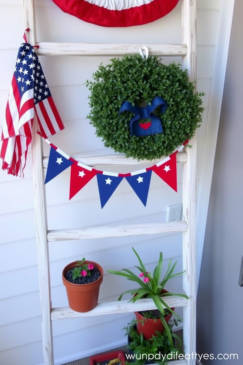 A set of red white and blue themed coasters is displayed on a rustic wooden coffee table. The coasters feature patriotic designs and add a festive touch to the small living space. In the corner of the room, a small potted plant adds a pop of greenery to the decor. The vibrant colors of the coasters complement the neutral tones of the furniture, creating a cohesive look for Memorial Day celebrations.