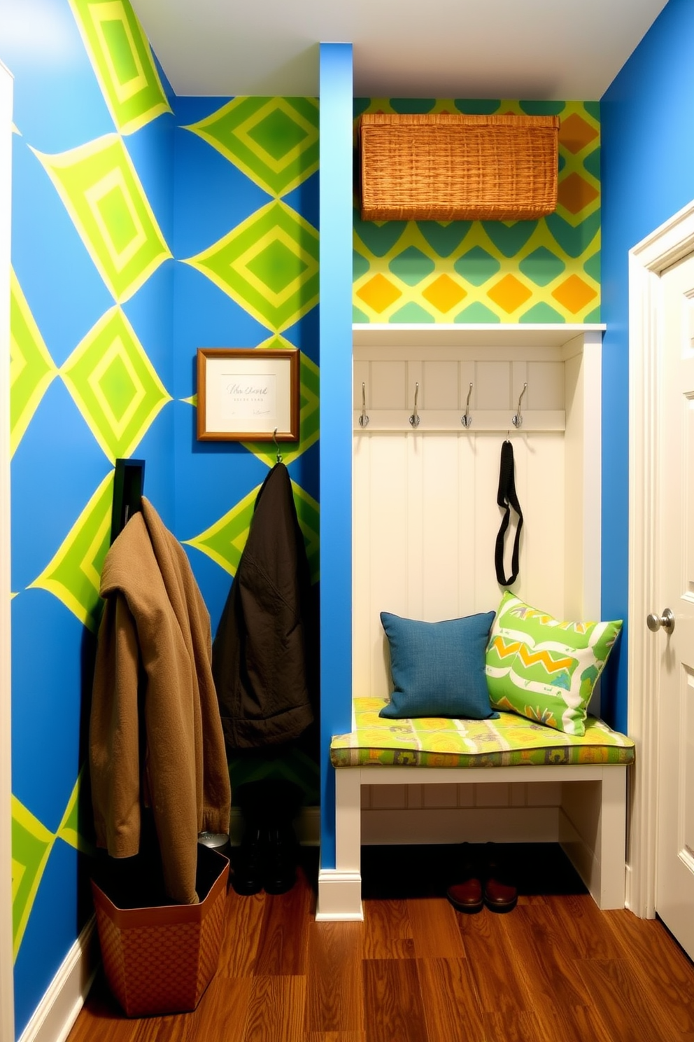 Shoe cubbies for organized footwear. The design features a series of open cubbies made from light wood, each accommodating different shoe sizes, with a cushioned bench above for comfortable seating. Mudroom closet design ideas. The space includes a combination of hooks for coats, a built-in shelving unit for storage, and a durable tile floor that can withstand heavy traffic and moisture.