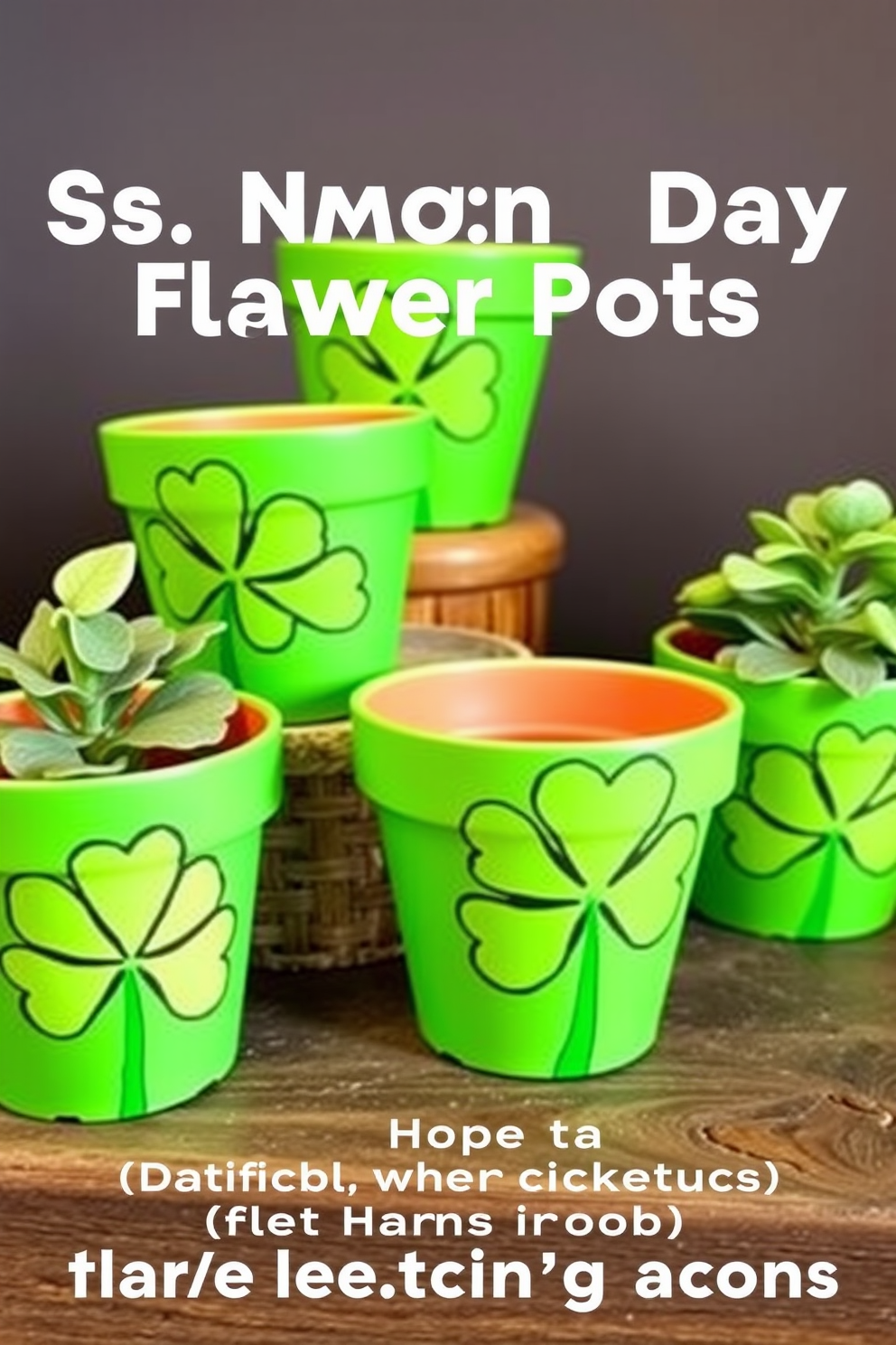 Hand-painted shamrock flower pots add a festive touch to any nursery. The vibrant green hues and charming designs create a playful atmosphere perfect for St. Patrick's Day decorating ideas.