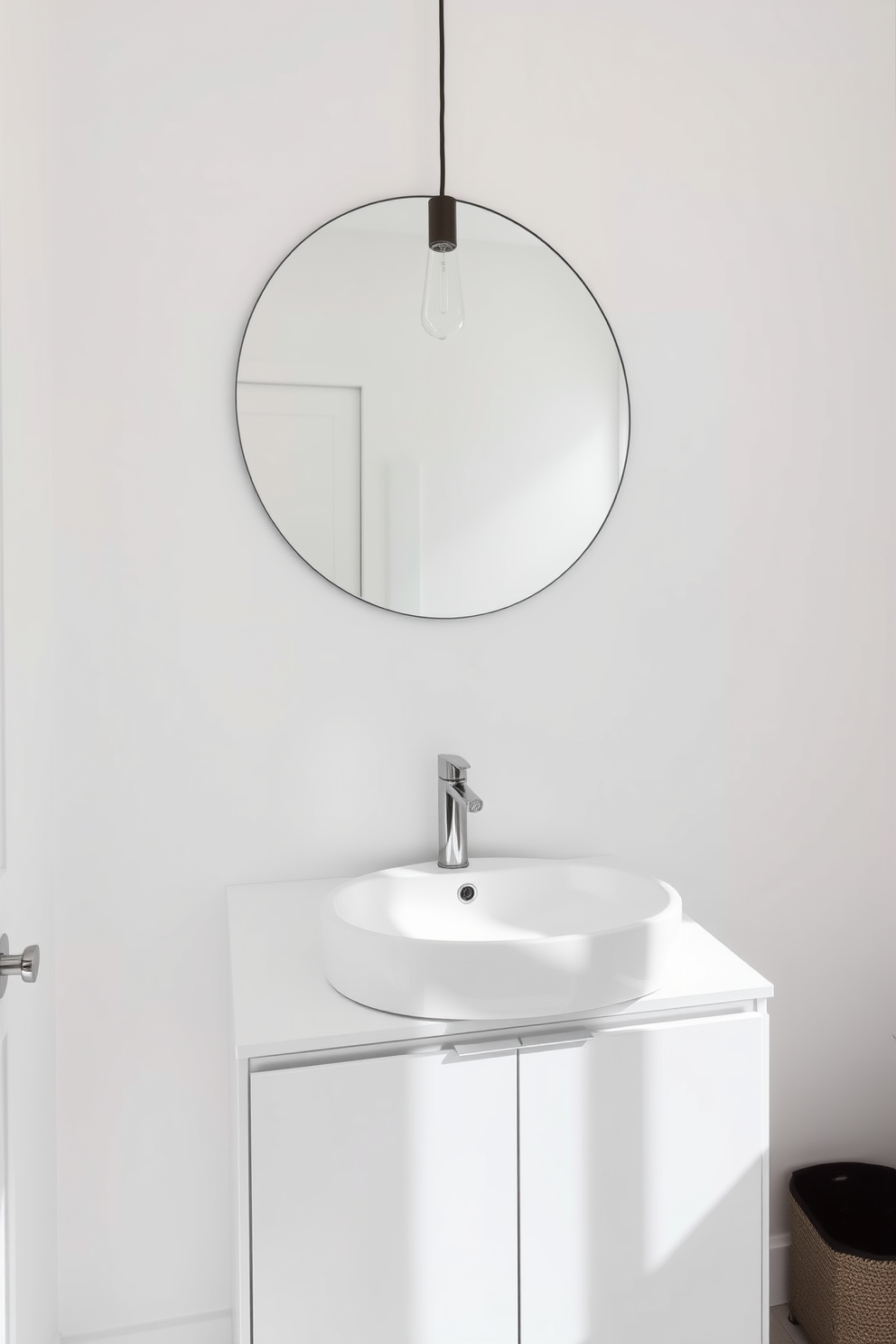 A vintage washbasin with ornate legs is the centerpiece of this elegant powder room. The walls are adorned with delicate floral wallpaper, and a small chandelier hangs above, casting a warm glow. The floor features classic black and white checkered tiles, enhancing the timeless appeal of the space. A plush, antique-style rug lies beneath the washbasin, adding comfort and charm to the design.