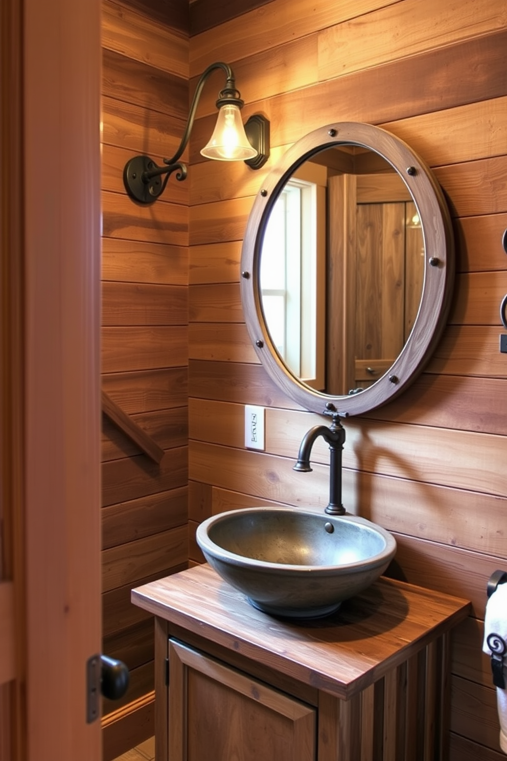 Bold accents to make a statement in a quarter bathroom design. The space features a striking black accent wall adorned with geometric patterns that contrasts with the crisp white fixtures. A freestanding modern sink with a matte gold faucet stands out against the bold backdrop. The floor is laid with large format tiles in a deep navy blue, complemented by vibrant art pieces that add personality to the room.