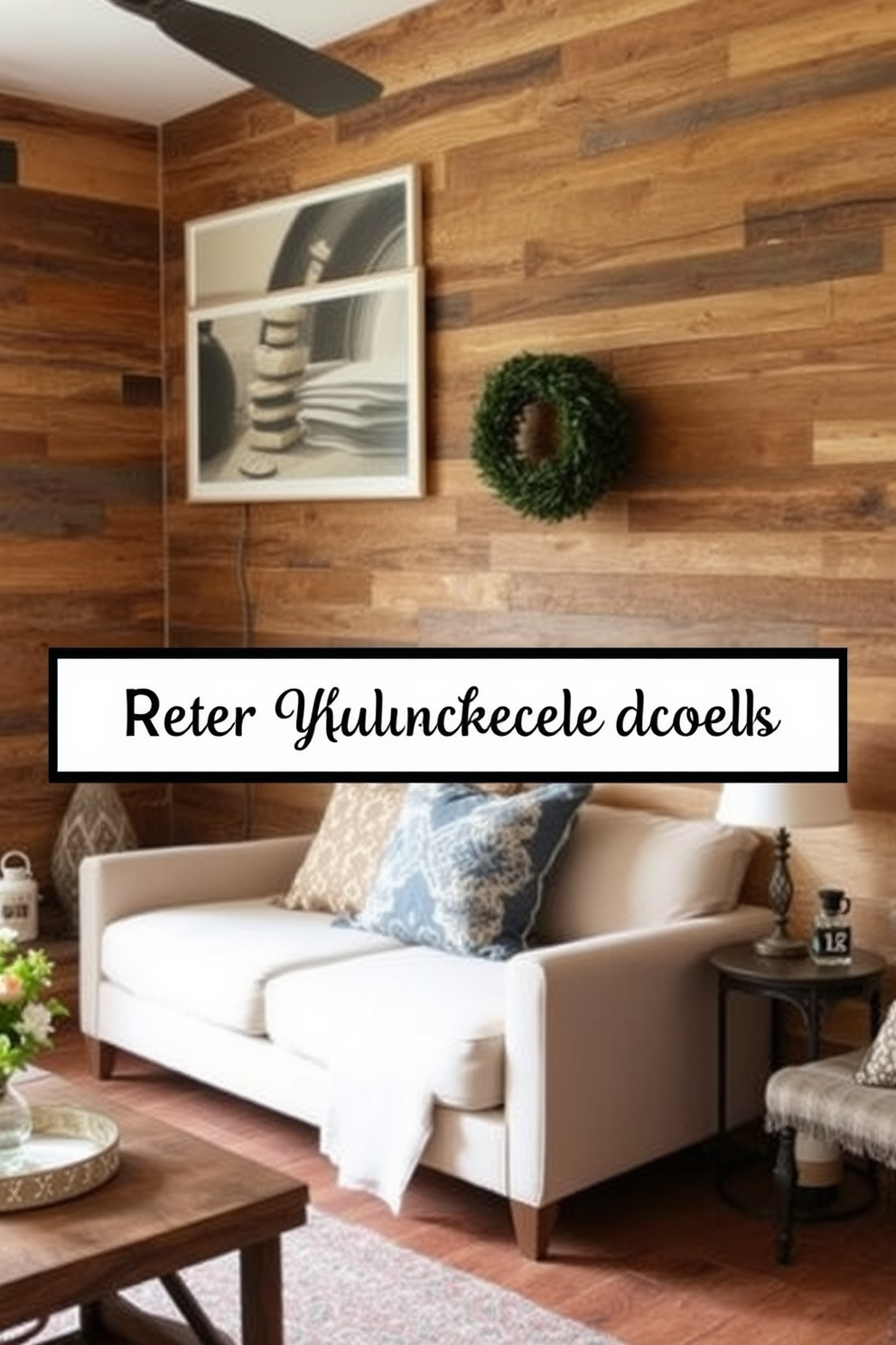 Create a cozy rustic apartment featuring reclaimed wood accent walls that add warmth and texture to the space. Incorporate a mix of vintage furniture and modern decor to create an inviting atmosphere that blends old and new elements seamlessly.