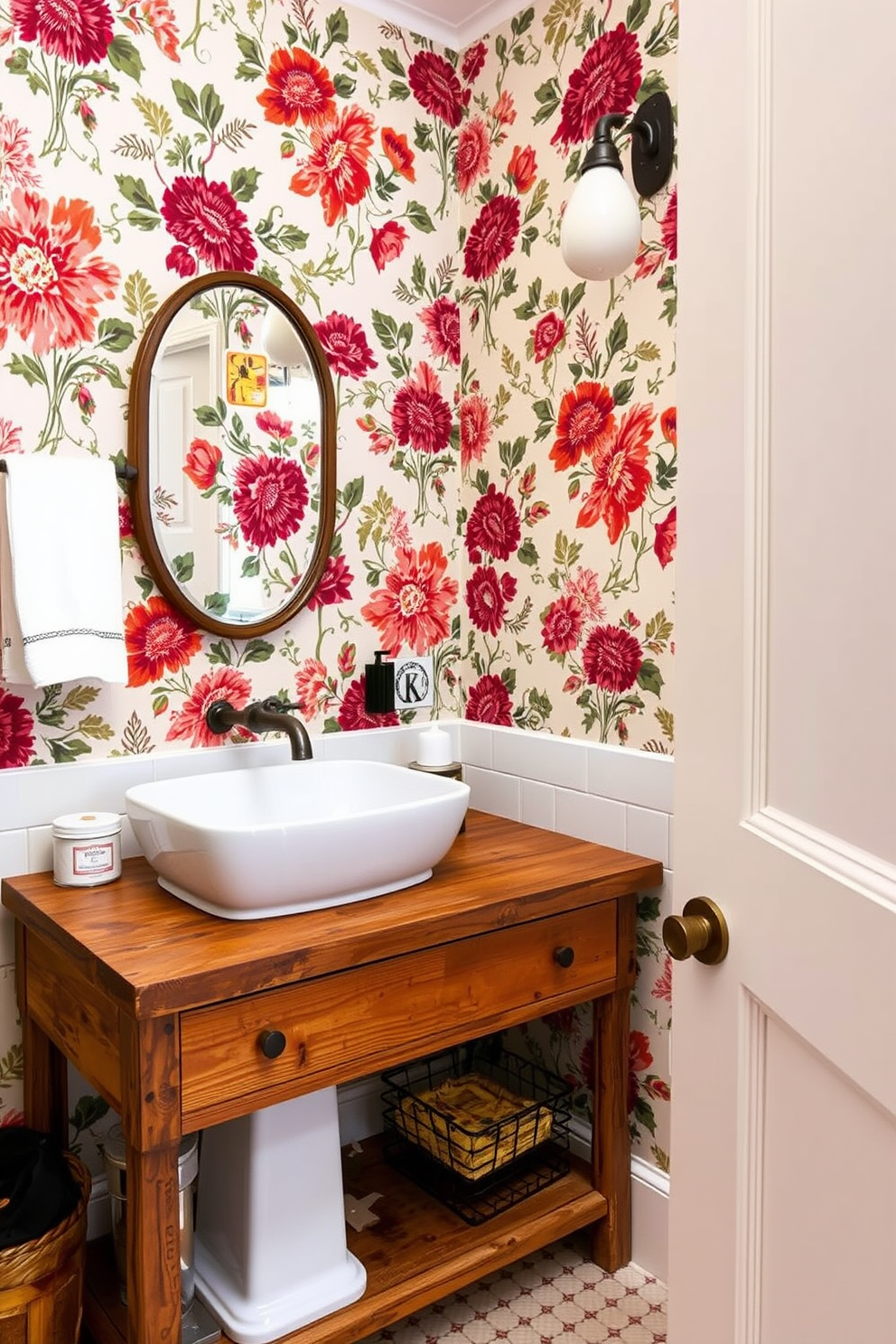 A rustic bathroom design featuring a plaid shower curtain that adds a cozy feel to the space. The walls are adorned with reclaimed wood, and a vintage clawfoot bathtub sits prominently in the room. A wooden ladder is used to hang plush towels, while a small potted plant adds a touch of greenery. The floor is covered with natural stone tiles, enhancing the warm and inviting atmosphere.