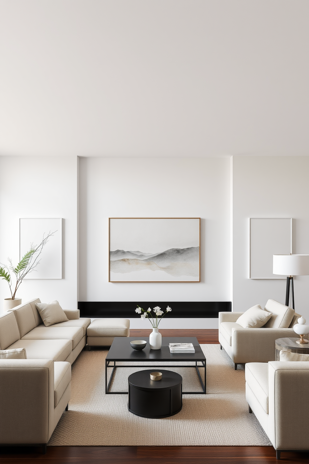 A cozy living room featuring a faux brick wall that adds an urban feel to the space. The wall is complemented by simple wall painting designs that enhance the overall aesthetic without overwhelming the room. The color palette is neutral, allowing the textures of the faux brick to stand out. Soft lighting fixtures illuminate the area, creating a warm and inviting atmosphere.