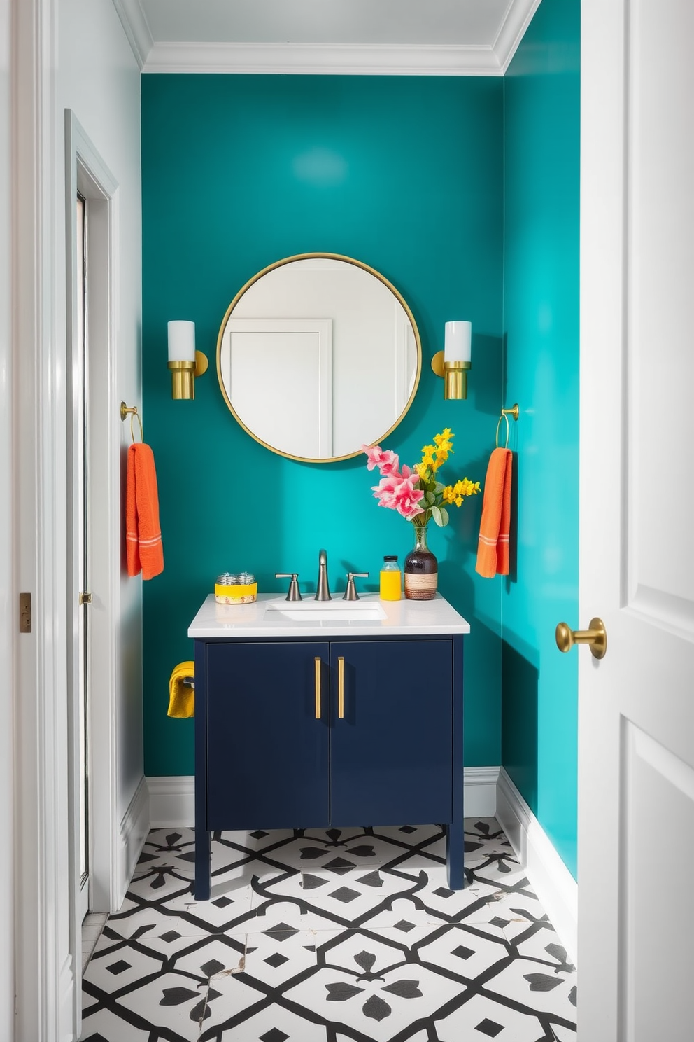 A small bathroom design featuring multi-functional furniture such as stools that can double as storage. The space is brightened by light-colored walls and a sleek vanity that maximizes usability while maintaining a clean aesthetic.