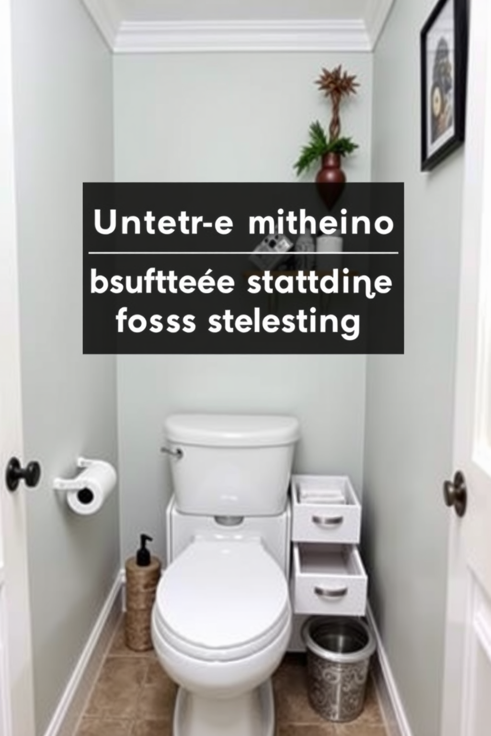 Create an open shelving system for towels in a small bathroom. The shelves are made of natural wood and are mounted on the wall above a compact sink. The bathroom features a light color palette with soft white walls and a light gray tile floor. Decorative baskets filled with rolled towels are neatly arranged on the shelves, adding both functionality and style.