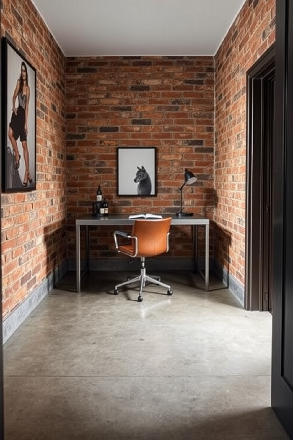 A small study room features floating shelves mounted on the walls, providing ample storage for books and decorative items. The desk is positioned under a window, allowing natural light to illuminate the workspace while a comfortable chair invites long hours of reading or writing.