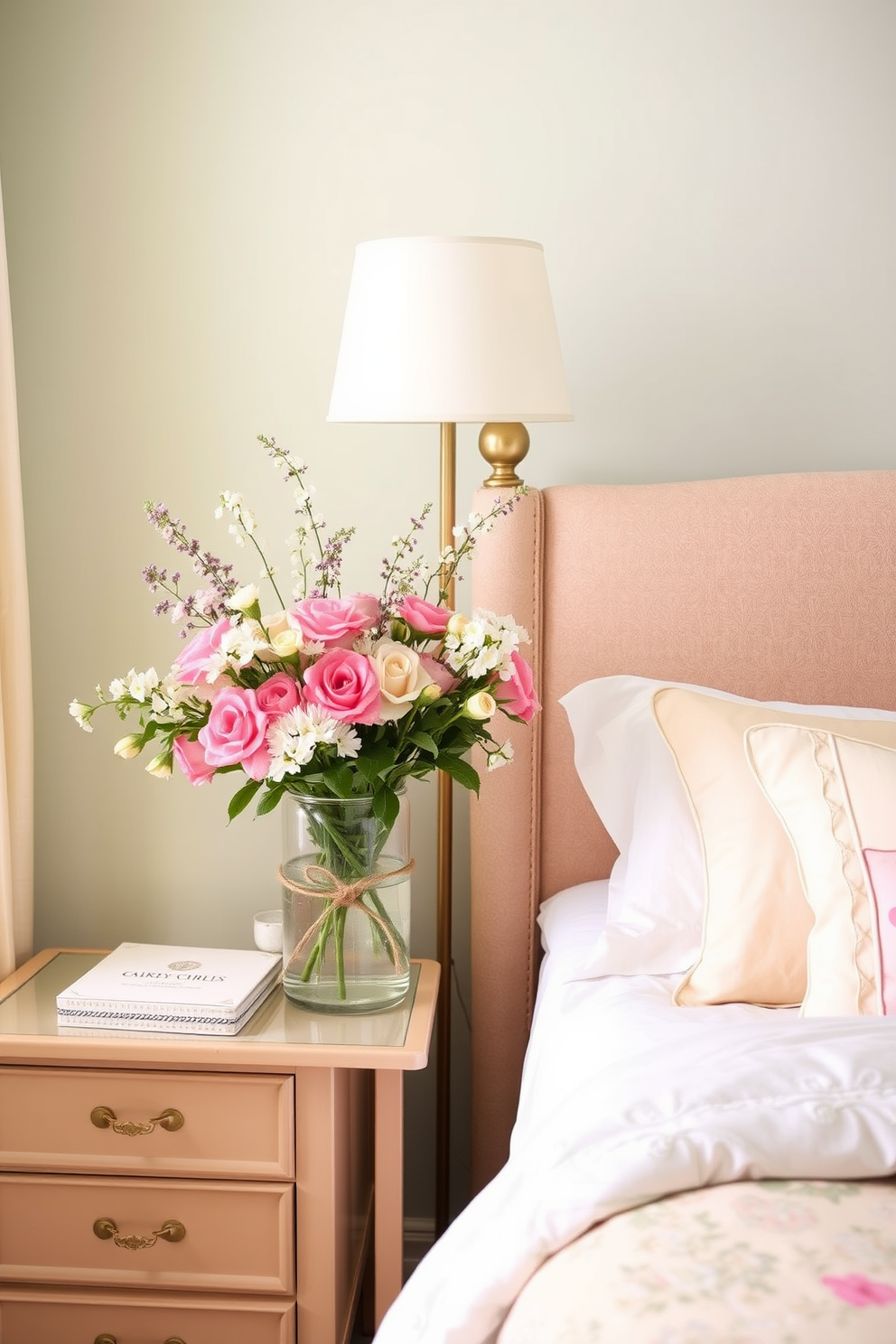 Light pastel bedding creates a serene and inviting atmosphere in the bedroom. Soft shades of pink, blue, and lavender complement the decor and enhance the overall freshness of the space. Incorporate floral patterns and lightweight fabrics to evoke a sense of spring. Add decorative pillows and a cozy throw blanket for an extra touch of comfort and style.