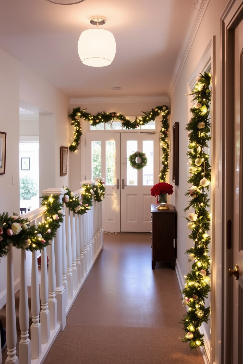 A vibrant hallway adorned with colorful picture frames showcasing cherished family photos. The walls are painted in a soft pastel hue, creating a warm and inviting atmosphere.