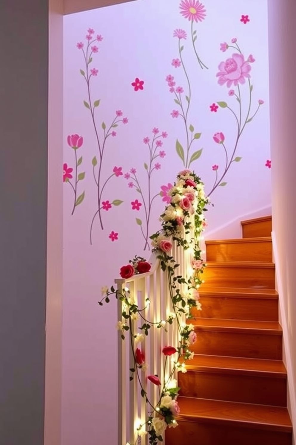 Creative wall decals with spring designs. Bright floral patterns and pastel colors bring a fresh and vibrant feel to any room. Spring staircase decorating ideas. Adorn the staircase with garlands of flowers and soft lighting to create an inviting and cheerful atmosphere.