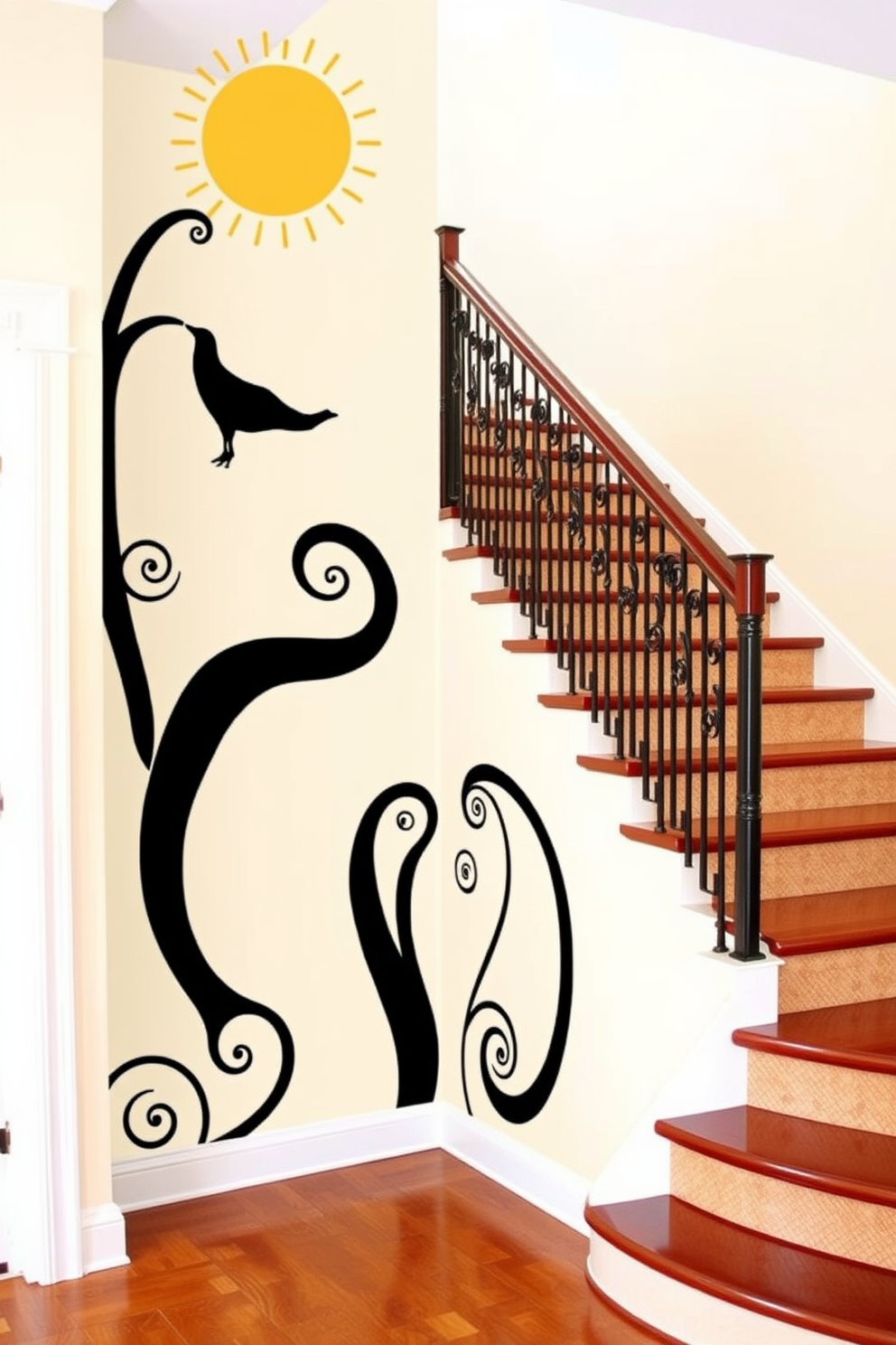 Artistic wall decals create a playful and vibrant atmosphere in any room. Choose designs that reflect personal style and add a touch of creativity to the space. Staircase wall design ideas can transform an ordinary staircase into a stunning focal point. Consider using bold colors or intricate patterns to enhance the visual appeal and create a welcoming entrance.