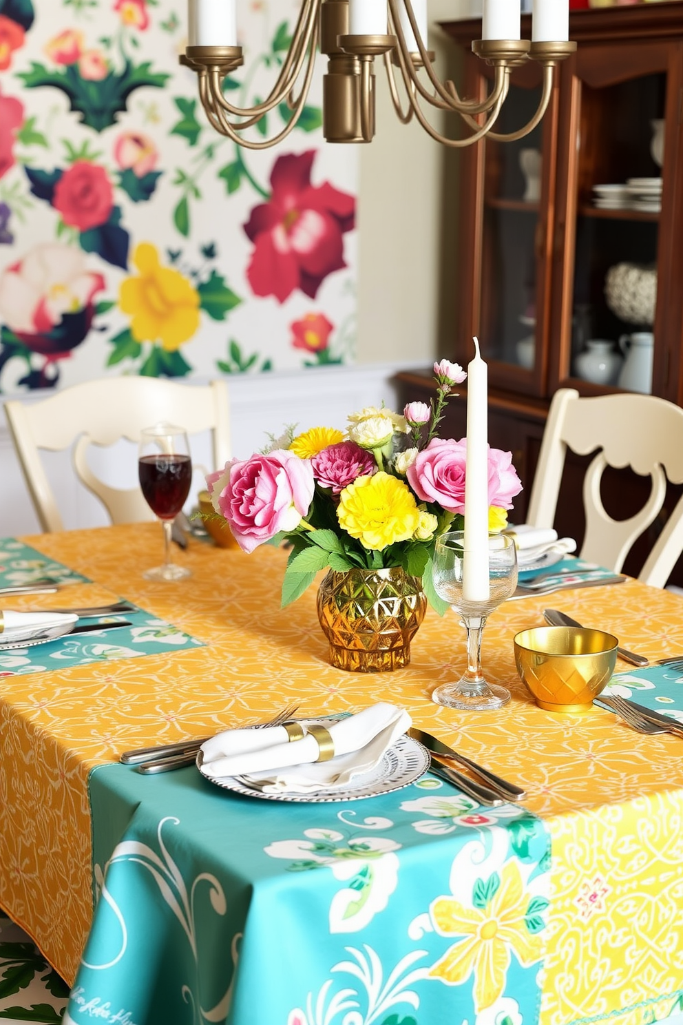 Brighten your dining room with vibrant table linens that feature bold patterns and cheerful colors. Incorporate a mix of floral and geometric designs to create a lively and inviting atmosphere for summer gatherings.