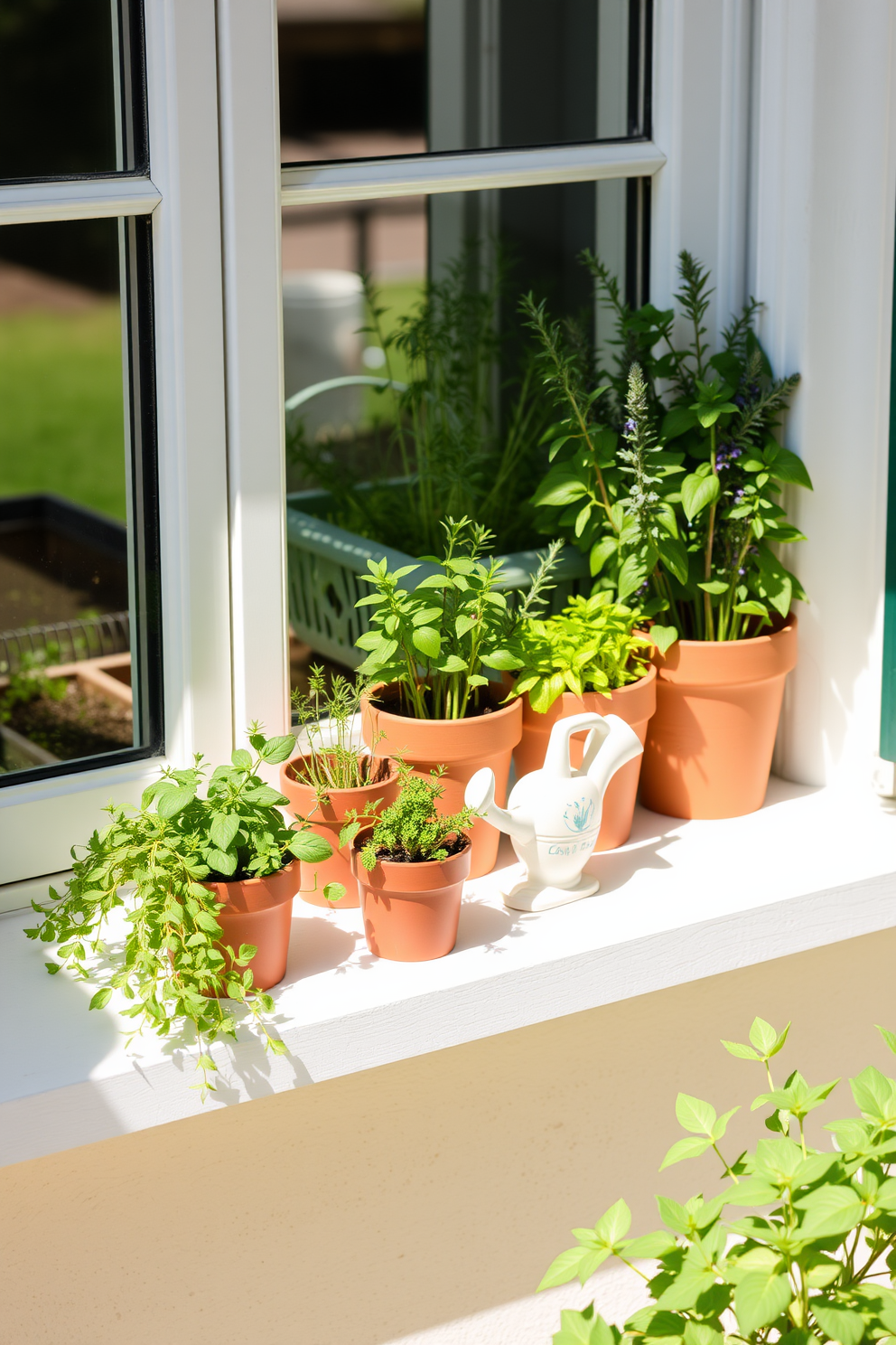 Create a small herb garden on the windowsill with a variety of fresh herbs such as basil, rosemary, and thyme. Use charming terracotta pots and arrange them in a way that maximizes sunlight while adding a touch of greenery to the space. Incorporate decorative elements like a small watering can and garden tools to enhance the aesthetic. Choose a light and airy color palette for the surrounding decor to create a refreshing summer vibe in your small space.