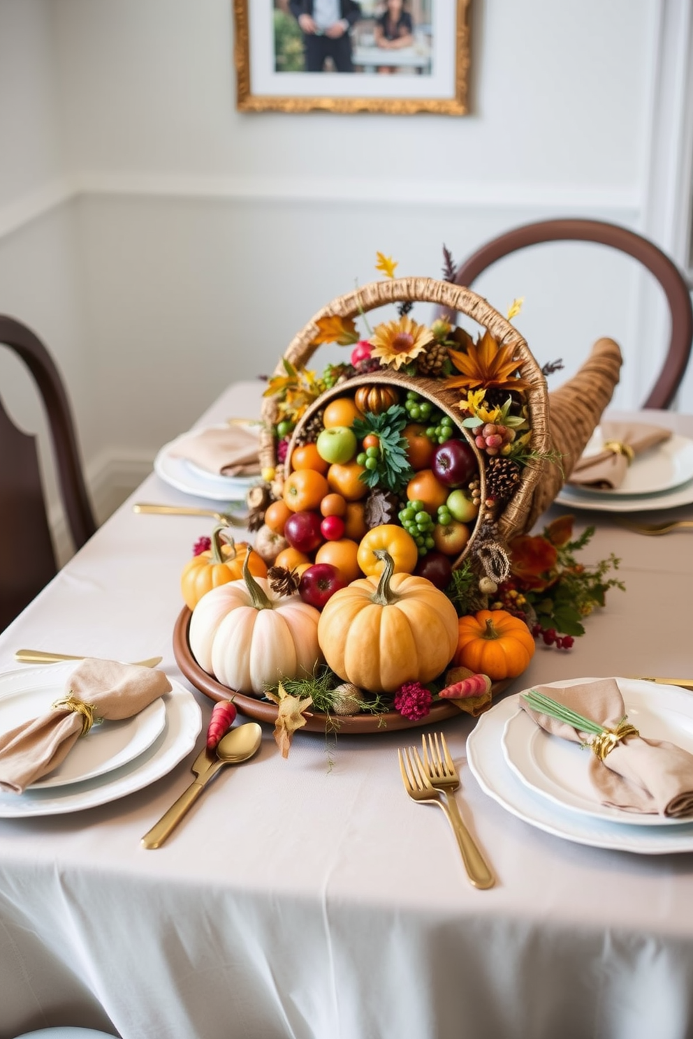 A charming small space decorated for Thanksgiving features a stylish small cart adorned with seasonal decor. The cart showcases an array of drinks, including a selection of wines and festive cocktails, surrounded by autumn-themed accents like pumpkins and fall leaves.