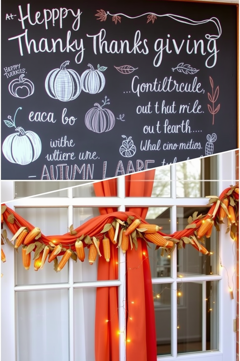 A vibrant window adorned with colorful film featuring intricate autumn designs creates a festive atmosphere for Thanksgiving. The warm hues of orange, red, and yellow filter through the glass, casting a cheerful glow throughout the room.