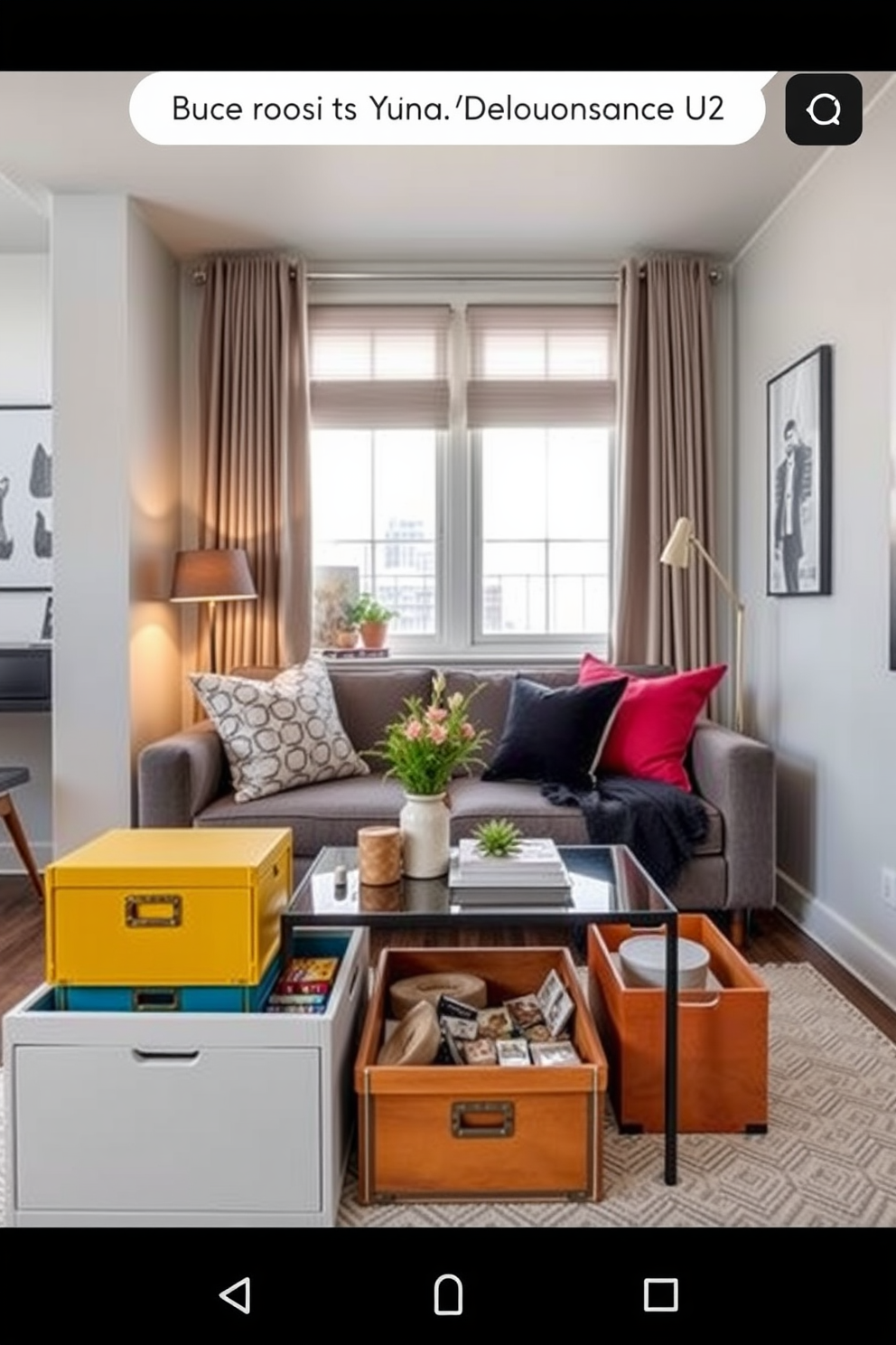 A cozy living space in a tiny apartment featuring a compact wardrobe designed for clothes storage. The wardrobe blends seamlessly with the surrounding decor, utilizing vertical space effectively while maintaining an open and airy feel. The walls are painted in a soft pastel hue, enhancing the sense of brightness and warmth. A small seating area with a plush armchair and a side table completes the inviting atmosphere, making it perfect for relaxation.