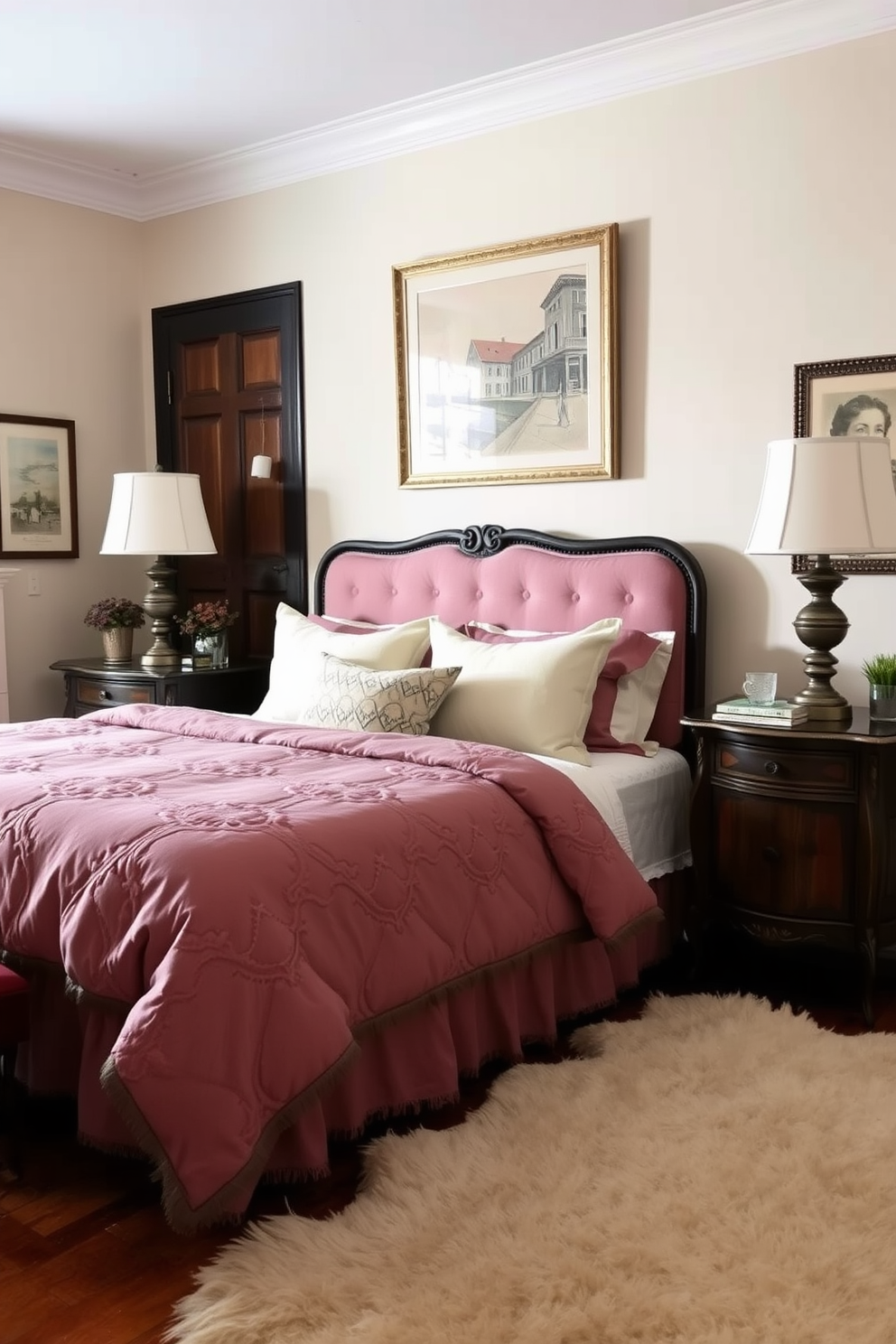 A cozy townhouse bedroom features open shelving on one wall, showcasing an array of books and decorative items. The bed is dressed in soft linens, with a plush throw draped over the side, creating an inviting atmosphere.