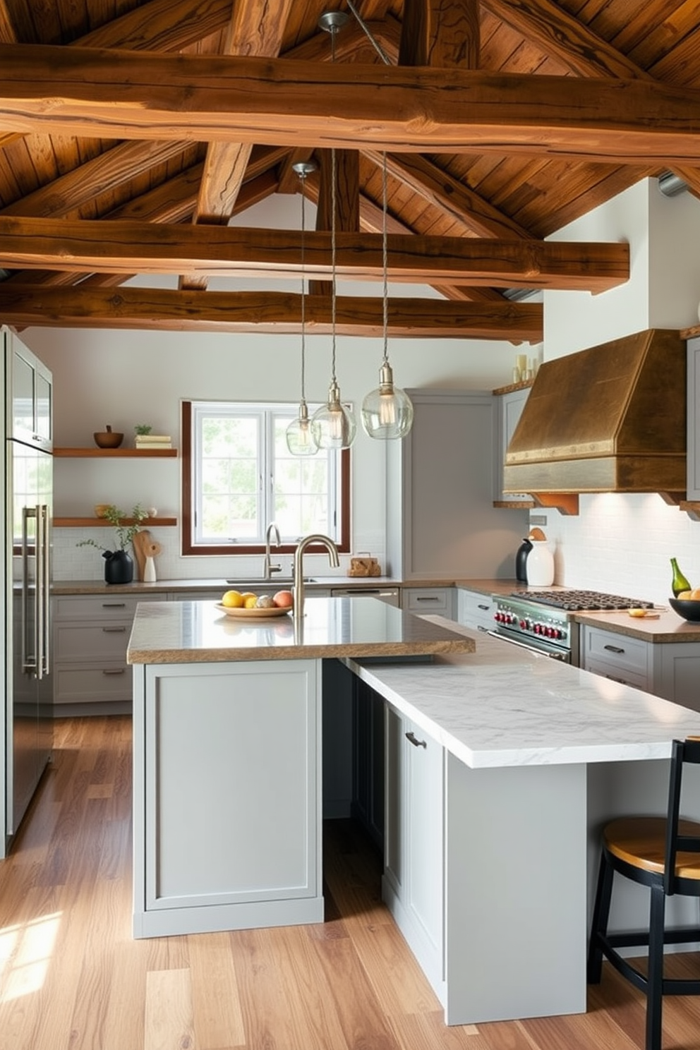 A sleek townhouse kitchen with a monochrome color scheme featuring high-gloss black cabinets and white countertops. The space is illuminated by pendant lights hanging over a large island, creating a modern yet inviting atmosphere. Stainless steel appliances seamlessly blend into the cabinetry, enhancing the minimalist aesthetic. A textured backsplash in shades of gray adds depth to the overall design while maintaining the monochromatic theme.