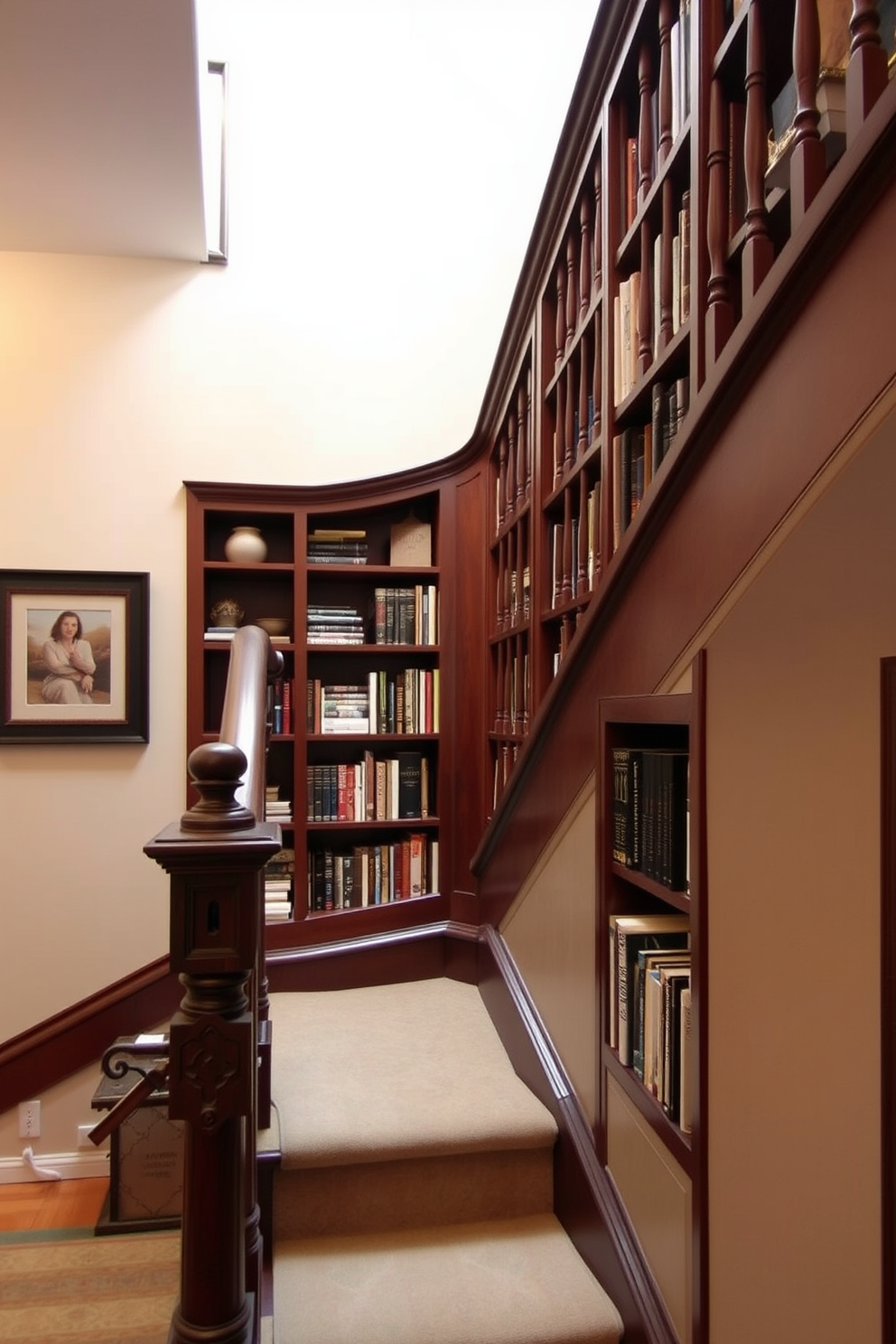 A stunning entryway featuring statement light fixtures that create a dramatic effect. The lights are oversized, with intricate designs that draw the eye and enhance the elegance of the space. A traditional staircase design with rich wooden banisters and plush carpeting. The steps are adorned with decorative risers, and the walls are lined with classic wainscoting for a timeless appeal.