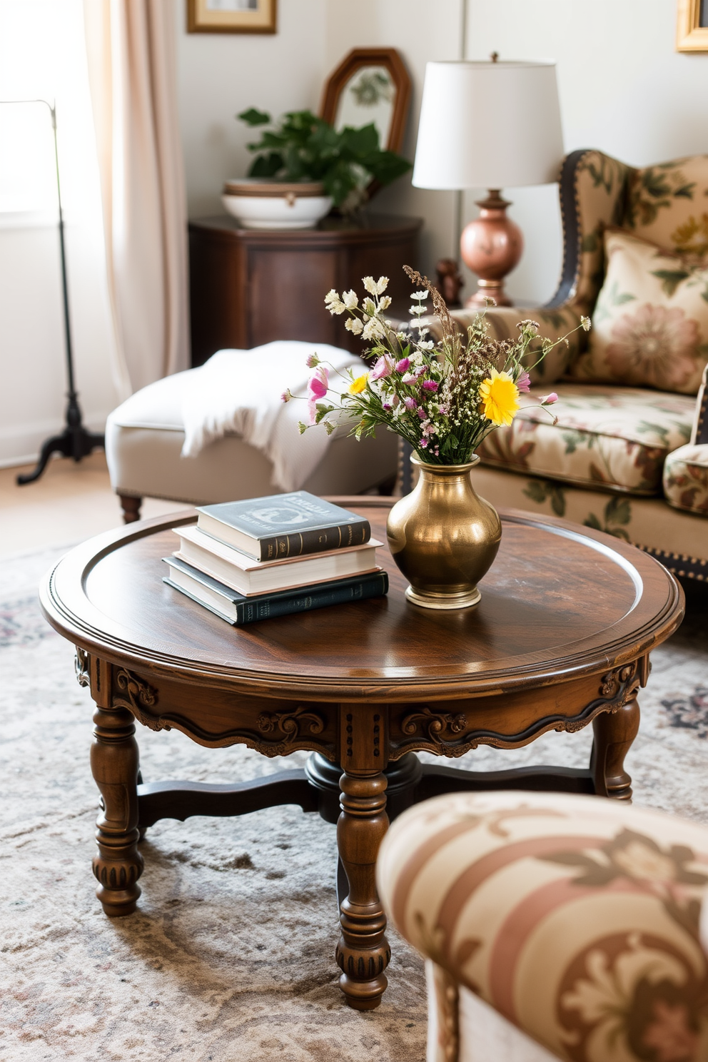 A vintage apartment setting with layered rugs that add texture and warmth. The first rug is a large Persian design in rich colors, while a smaller jute rug is placed on top to create depth and contrast.