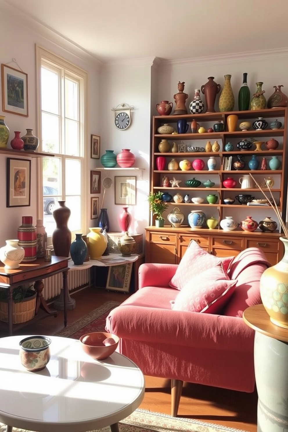 Create a gallery wall featuring an eclectic mix of vintage prints in ornate frames. The wall is painted in a soft cream color, allowing the artwork to stand out beautifully. Incorporate a variety of sizes and styles of prints, including botanical illustrations and classic black-and-white photographs. Below the gallery wall, place a mid-century modern console table to showcase decorative items and books.