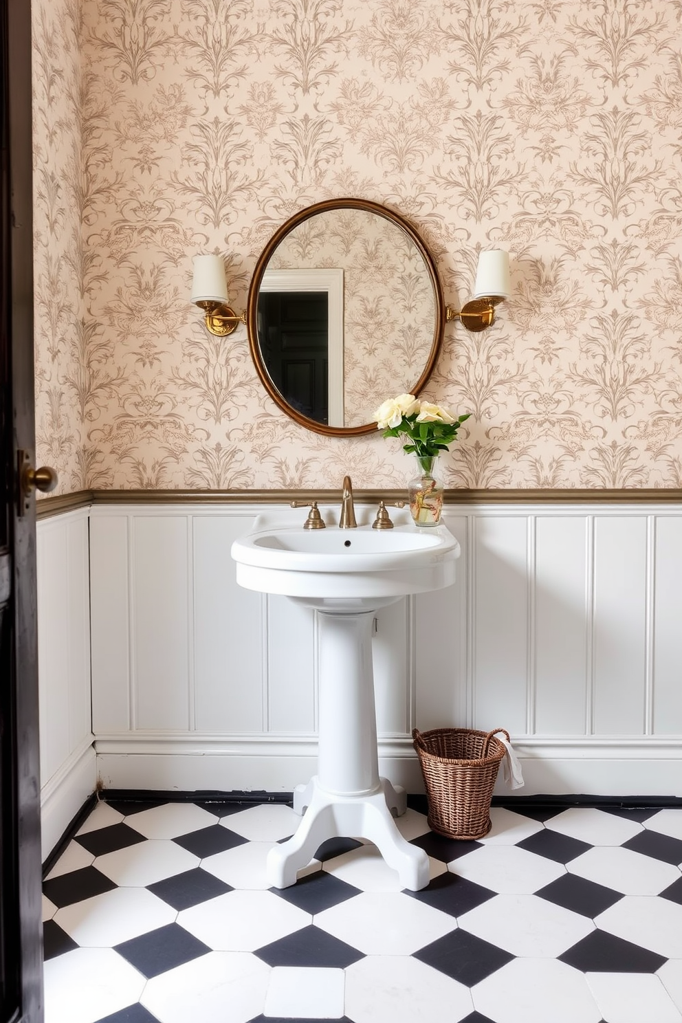 A vintage bathroom design featuring rustic wood accents creates a cozy and inviting atmosphere. The space includes a freestanding clawfoot tub surrounded by reclaimed wood shelves filled with decorative items and plants. The vanity is crafted from distressed wood with a farmhouse sink, complemented by vintage-style brass fixtures. Soft, warm lighting illuminates the room, enhancing the rich textures of the wood and the elegant details of the decor.