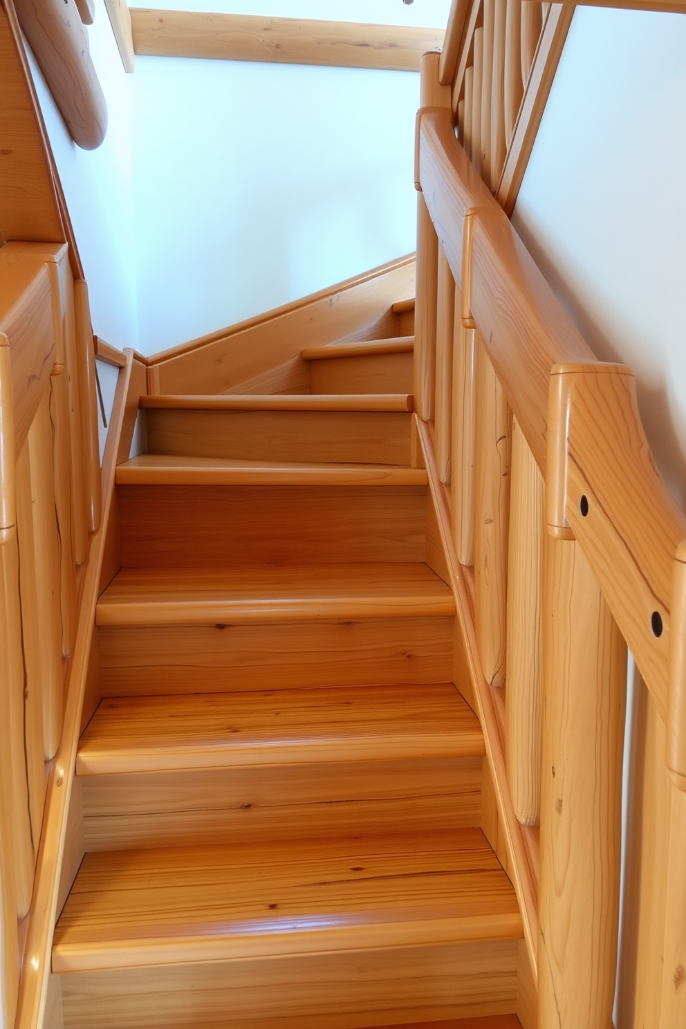 A Victorian style staircase features elegant spindle railings that showcase intricate craftsmanship and a timeless aesthetic. The staircase is adorned with rich wooden steps and a plush runner, creating a warm and inviting atmosphere. The vintage design incorporates ornate details, with the spindles painted in soft pastel colors to enhance the classic charm. Natural light filters through a nearby window, illuminating the staircase and highlighting its beautiful architectural features.