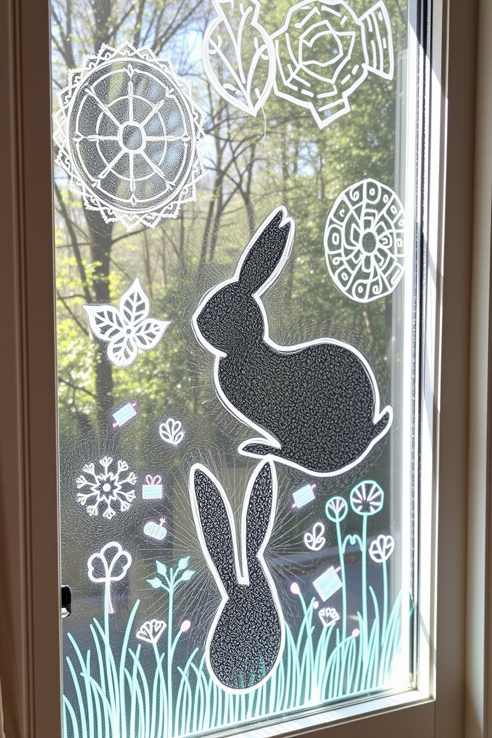 Chalk marker designs on glass windows create a playful and artistic atmosphere. The intricate patterns and seasonal motifs enhance the visual appeal while allowing natural light to filter through. Window Easter decorating ideas can transform your space into a festive retreat. Adorn the glass with cheerful colors and whimsical designs that celebrate the joy of the season.