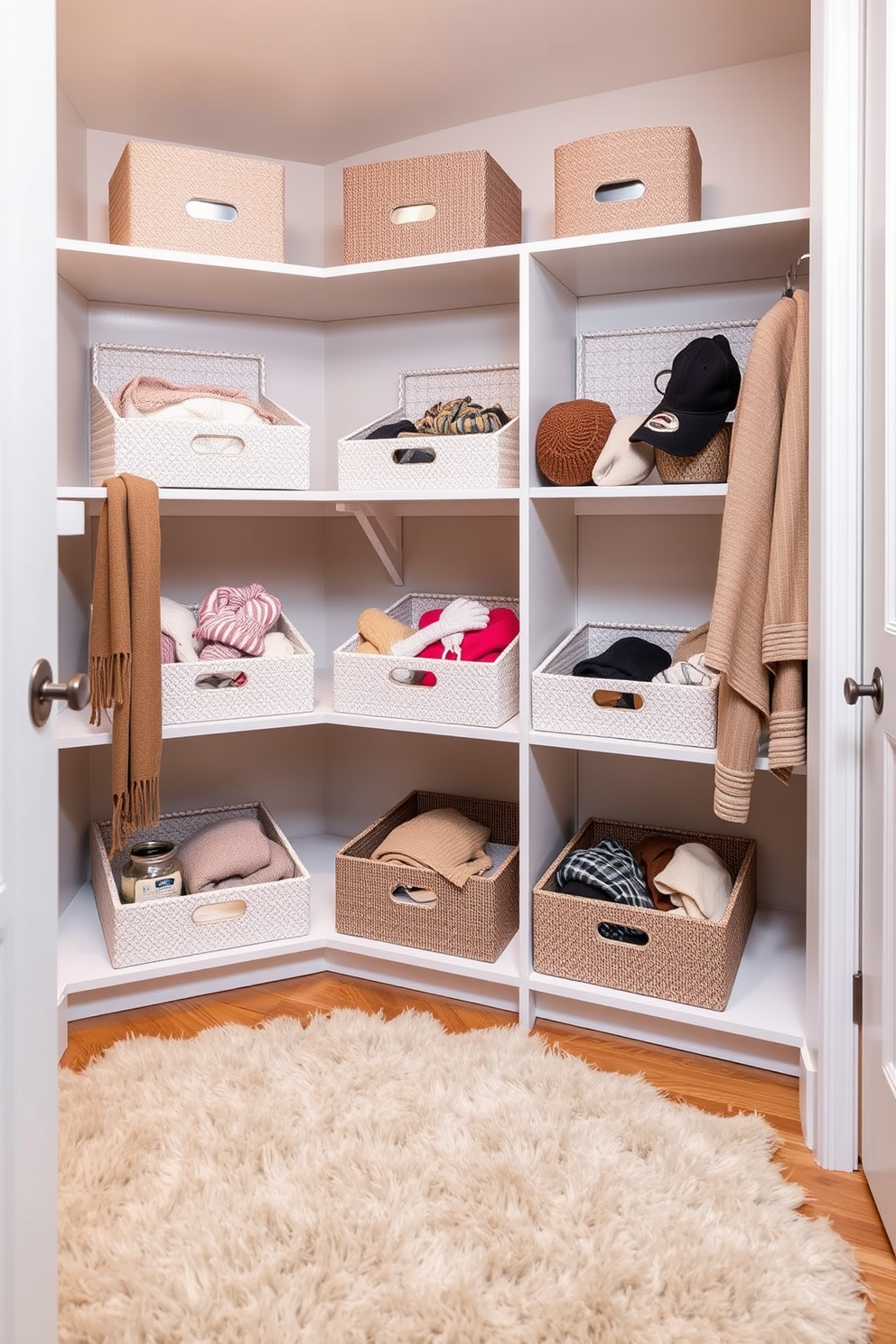 A cozy winter closet adorned with a string of holiday cards. The cards are clipped to twinkling fairy lights, creating a warm and inviting atmosphere.