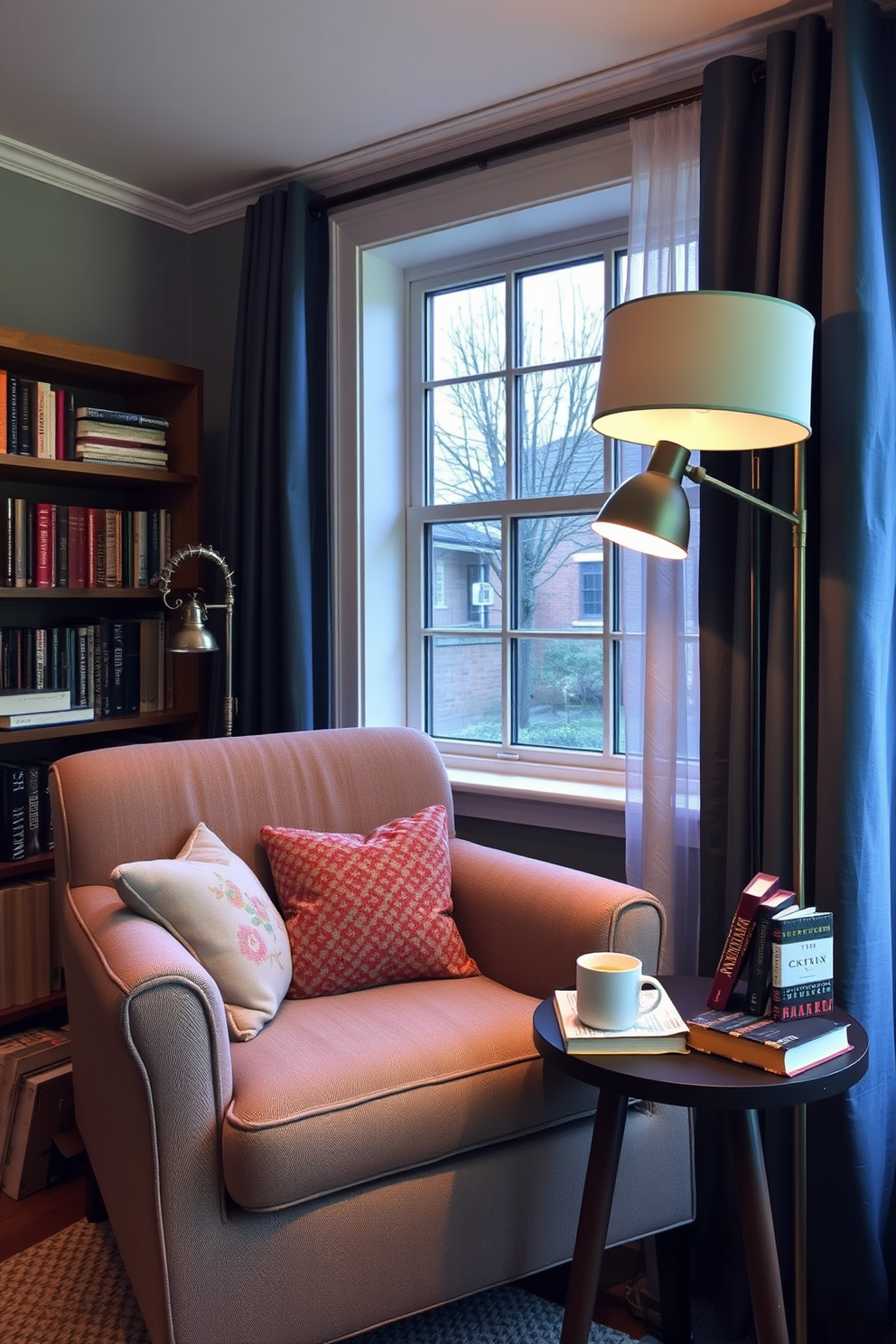 A cozy winter small living room features oversized cushions in various textures and patterns, providing extra seating and warmth. A plush area rug anchors the space, while a stylish coffee table sits at the center, adorned with seasonal decor and a few well-placed candles.