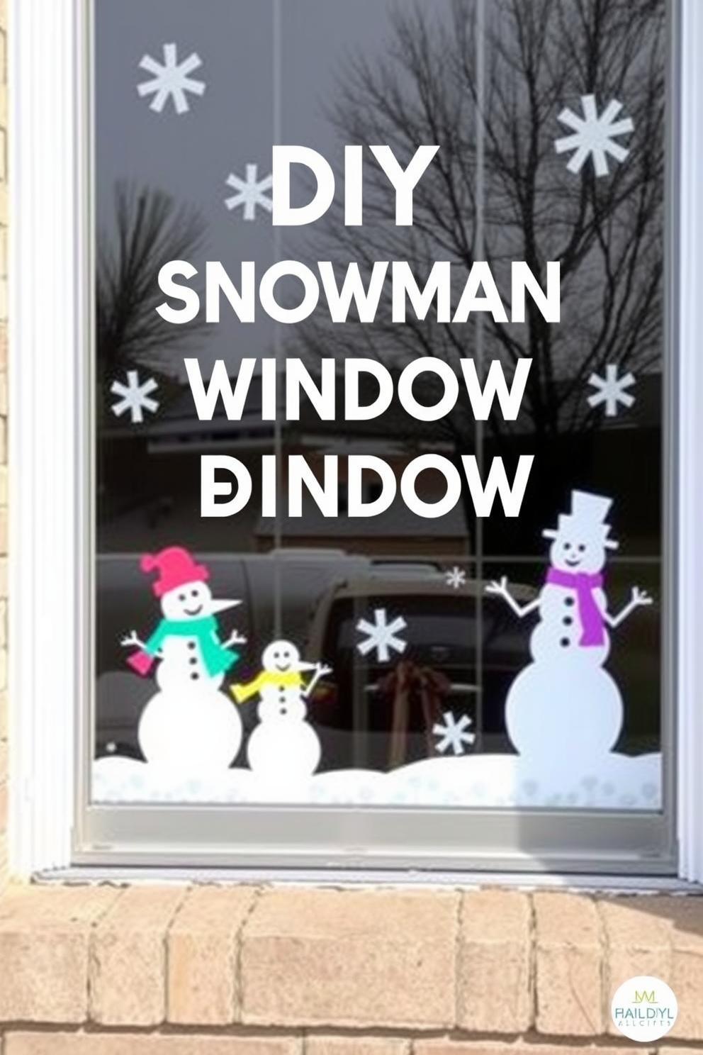 Create a whimsical winter window display featuring DIY snowman silhouettes made from white cardstock. The snowmen should be adorned with colorful scarves and hats, bringing a playful and festive atmosphere to your home.